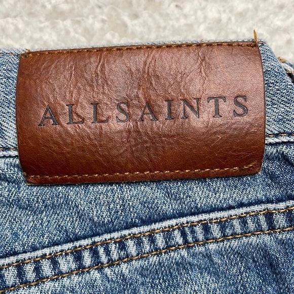 ALL SAINTS DENIM Boys Frayed Ty Jean in Mid Indigo size 25 Button Fly - Picture 9 of 14